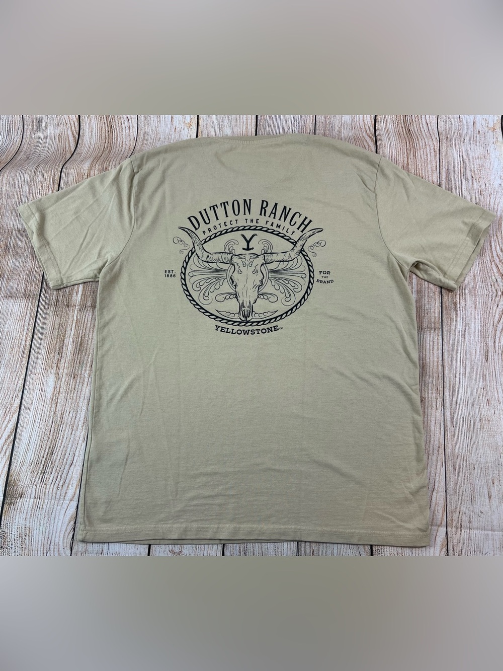 Mens Yellowstone Dutton Ranch Tan Pocket T Shirt Size Large